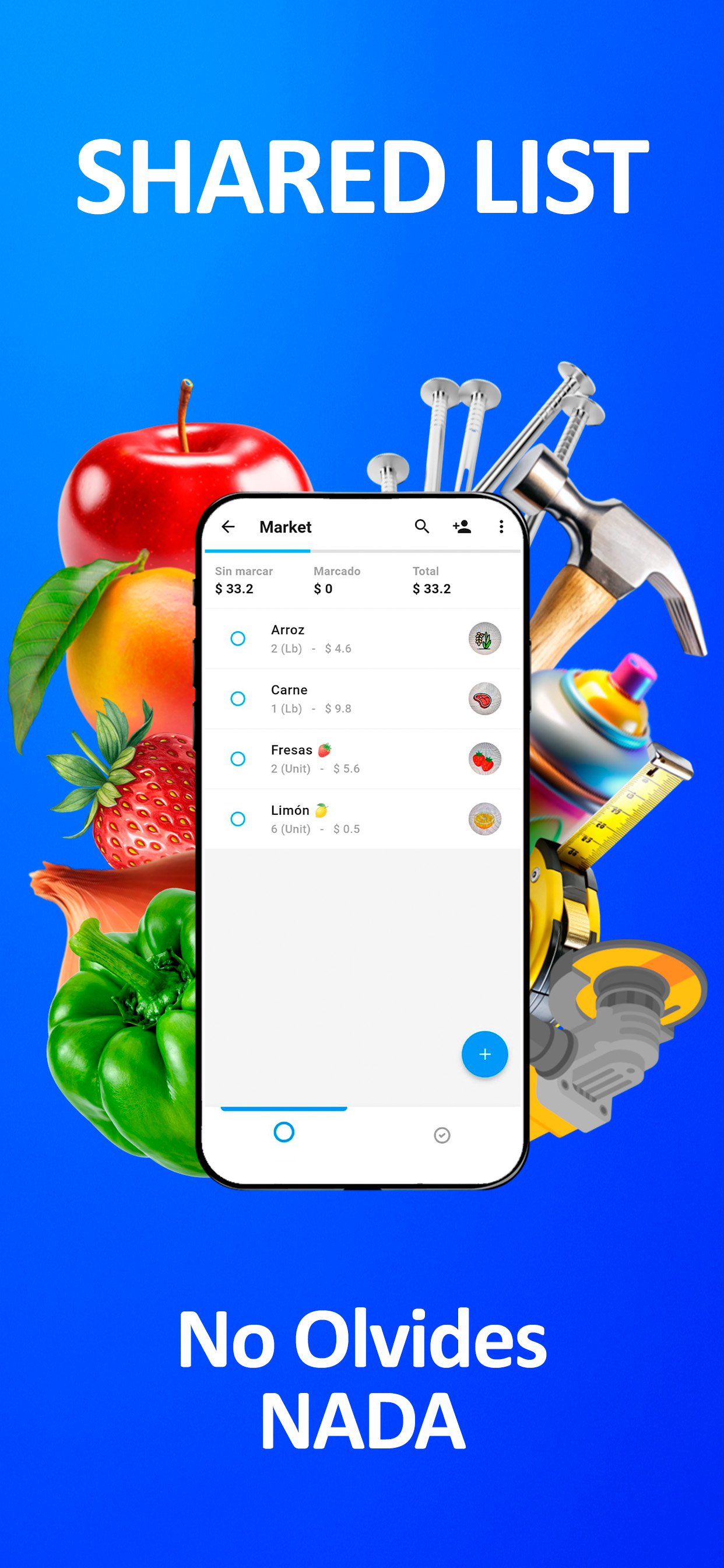 Pantalla principal de Shared List